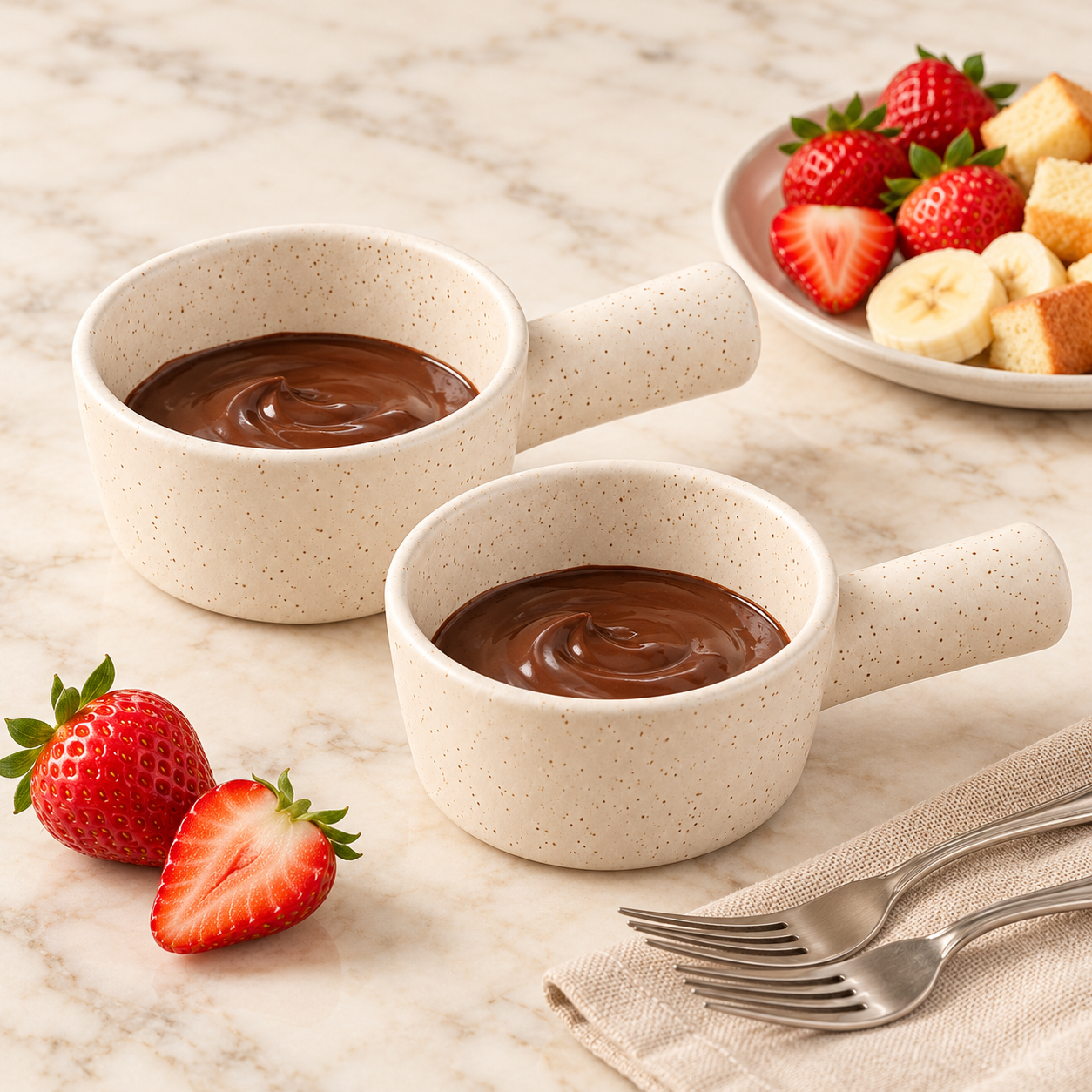 KunhaR Ceramic Fondue Top, 180 ml + 180 ml, Pack of 2, White + White – image 2