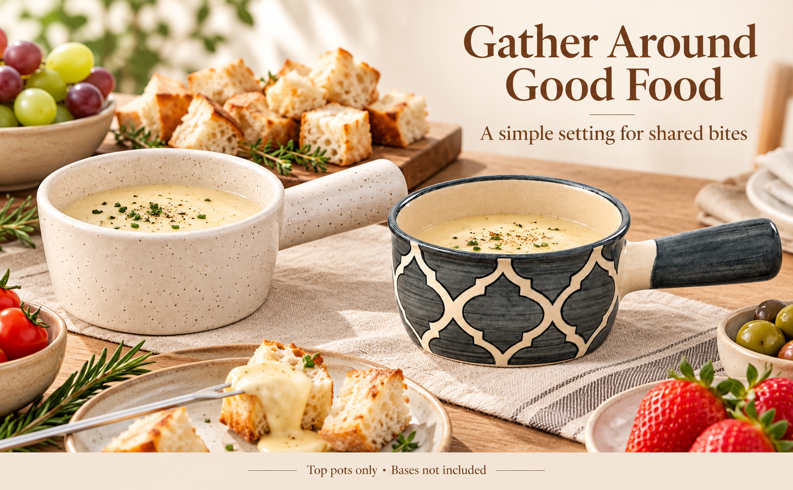 KunhaR Ceramic Fondue Top, 180 ml + 180 ml, Pack of 2, White + Grey – visual story 3