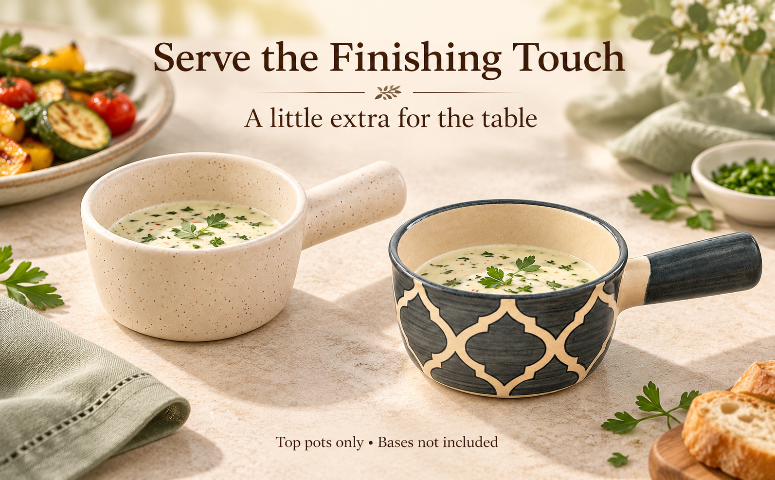 KunhaR Ceramic Fondue Top, 180 ml + 180 ml, Pack of 2, White + Grey – visual story 4