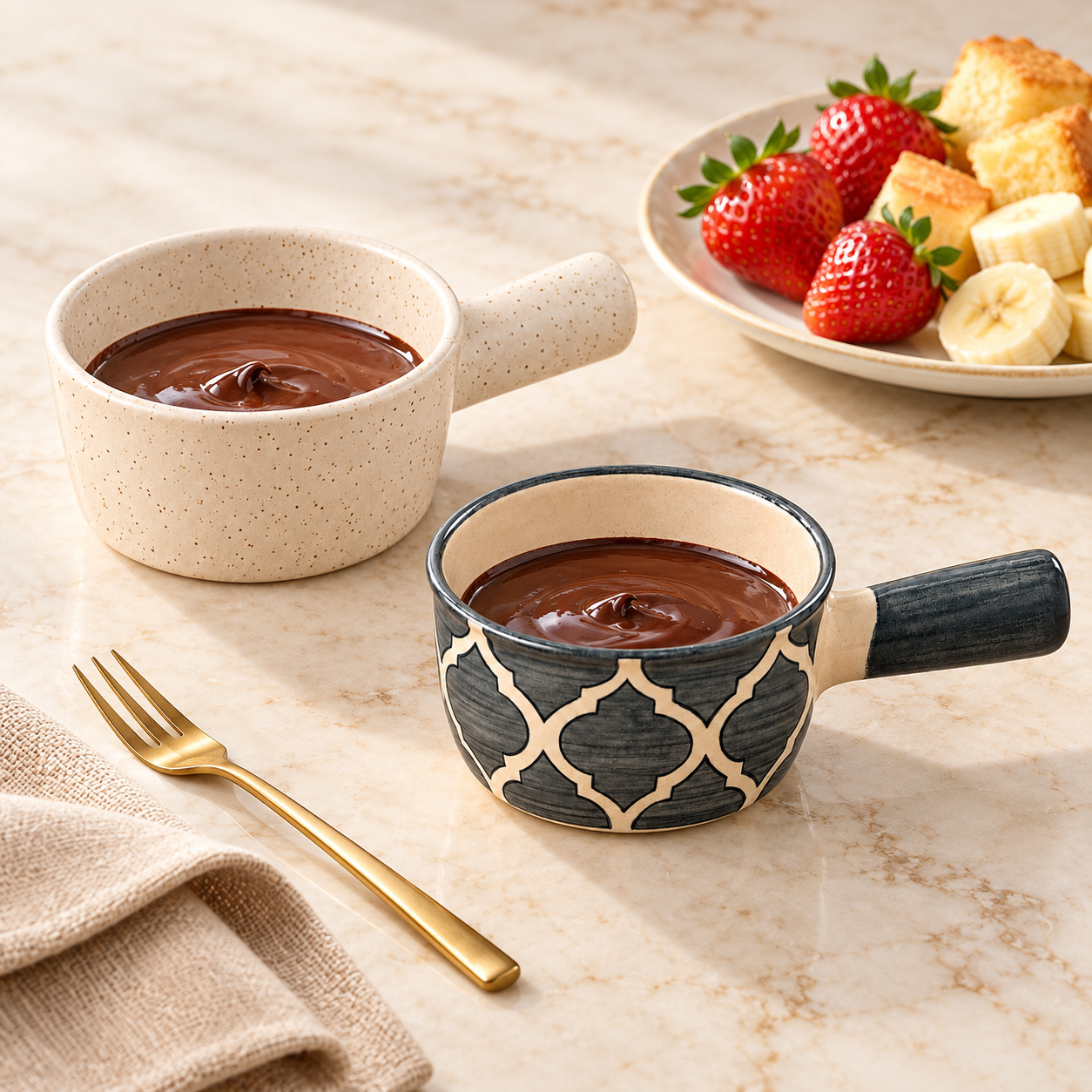 KunhaR Ceramic Fondue Top, 180 ml + 180 ml, Pack of 2, White + Grey – image 2