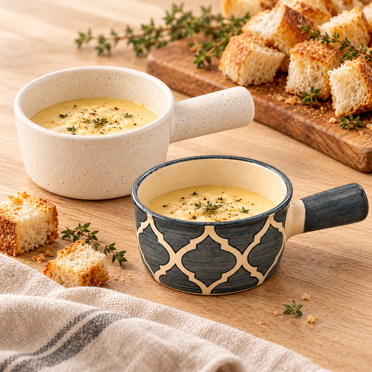 KunhaR Ceramic Fondue Top, 180 ml + 180 ml, Pack of 2, White + Grey – image 3