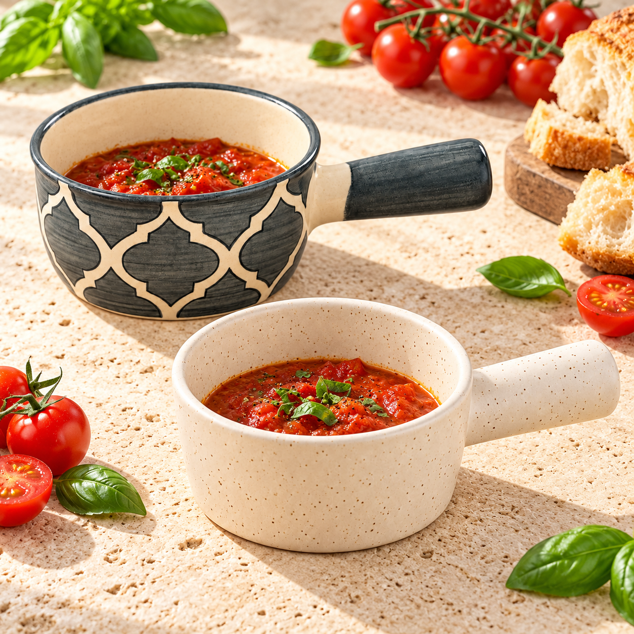 KunhaR Ceramic Fondue Top, 180 ml + 180 ml, Pack of 2, White + Grey – image 4