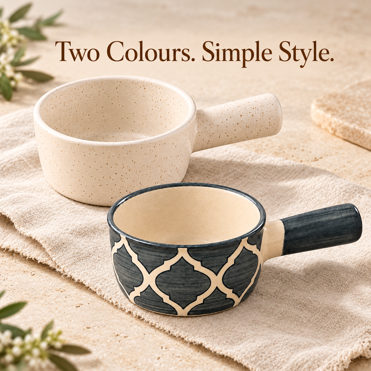 KunhaR Ceramic Fondue Top, 180 ml + 180 ml, Pack of 2, White + Grey – image 5