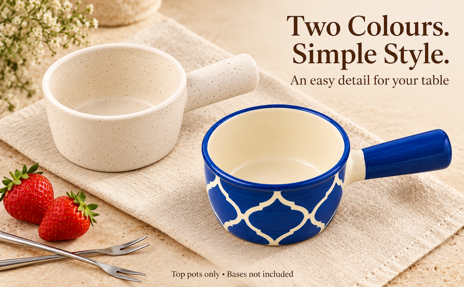 KunhaR Ceramic Fondue Top, 180 ml + 180 ml, Pack of 2, White + Blue – visual story 5