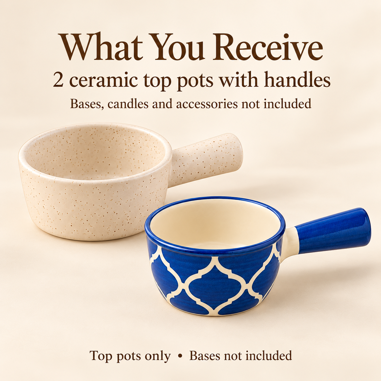 KunhaR Ceramic Fondue Top, 180 ml + 180 ml, Pack of 2, White + Blue – image 6