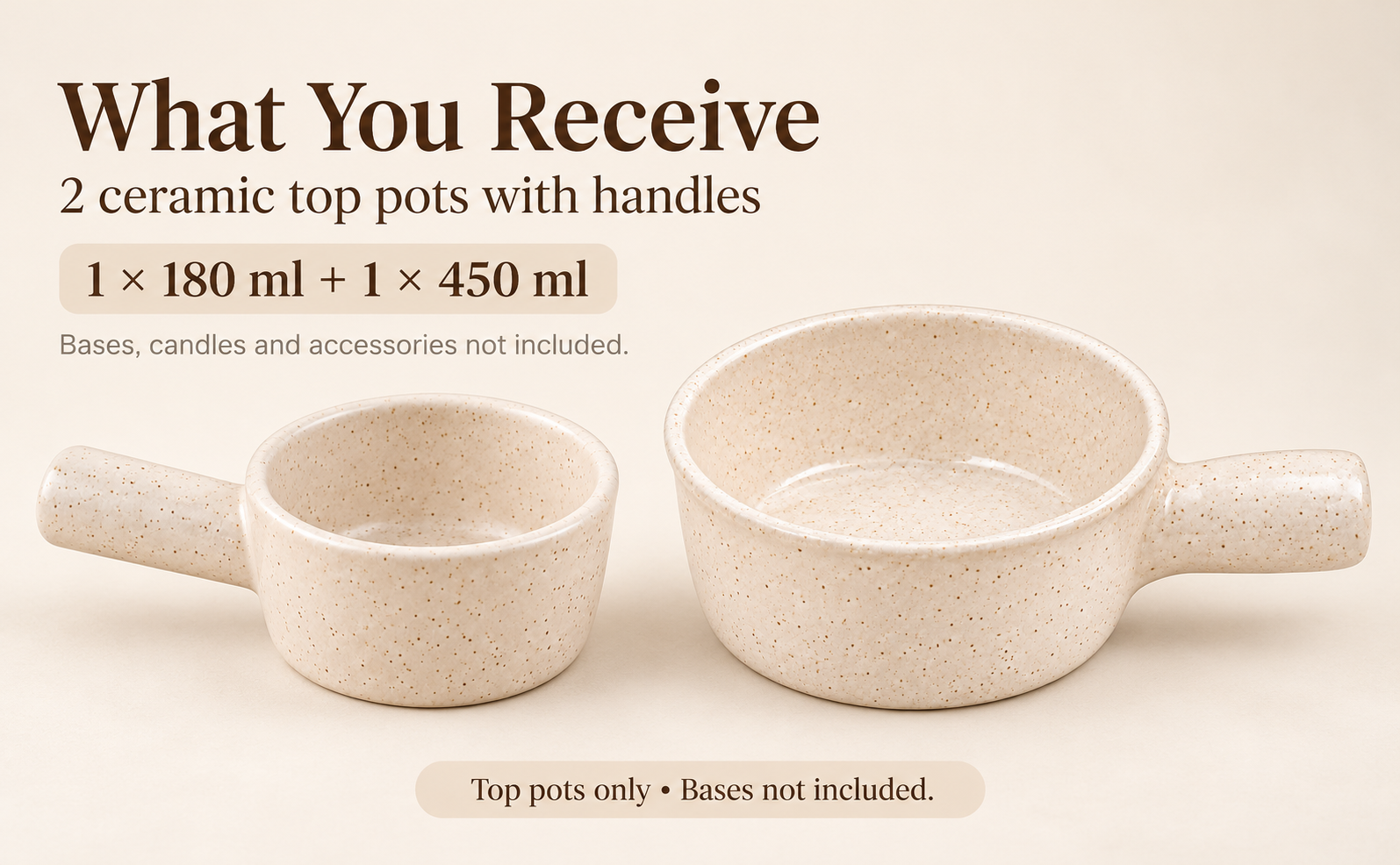 KunhaR Ceramic Fondue Top, 180 ml + 450 ml, Pack of 2, White + White – visual story 6