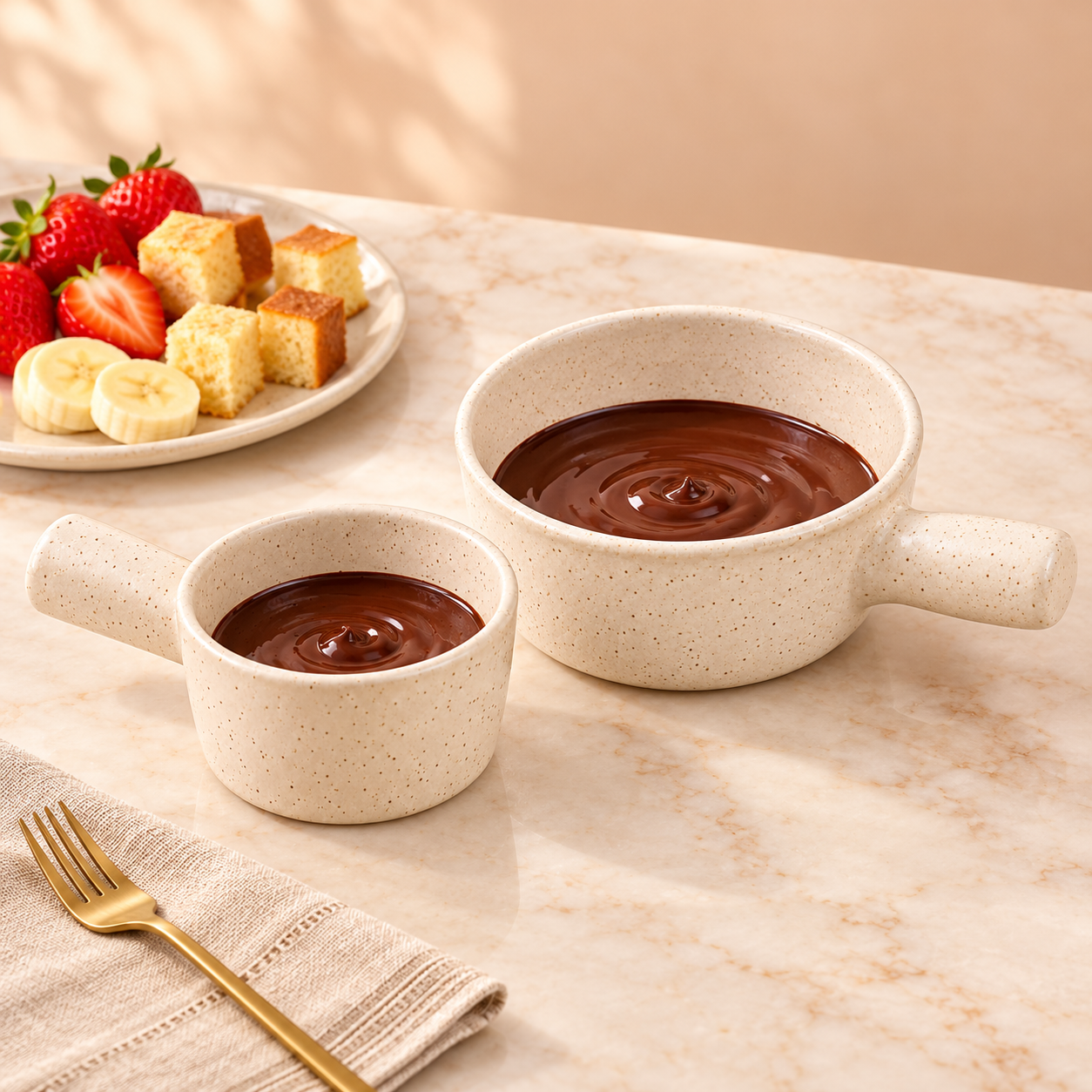 KunhaR Ceramic Fondue Top, 180 ml + 450 ml, Pack of 2, White + White – image 2