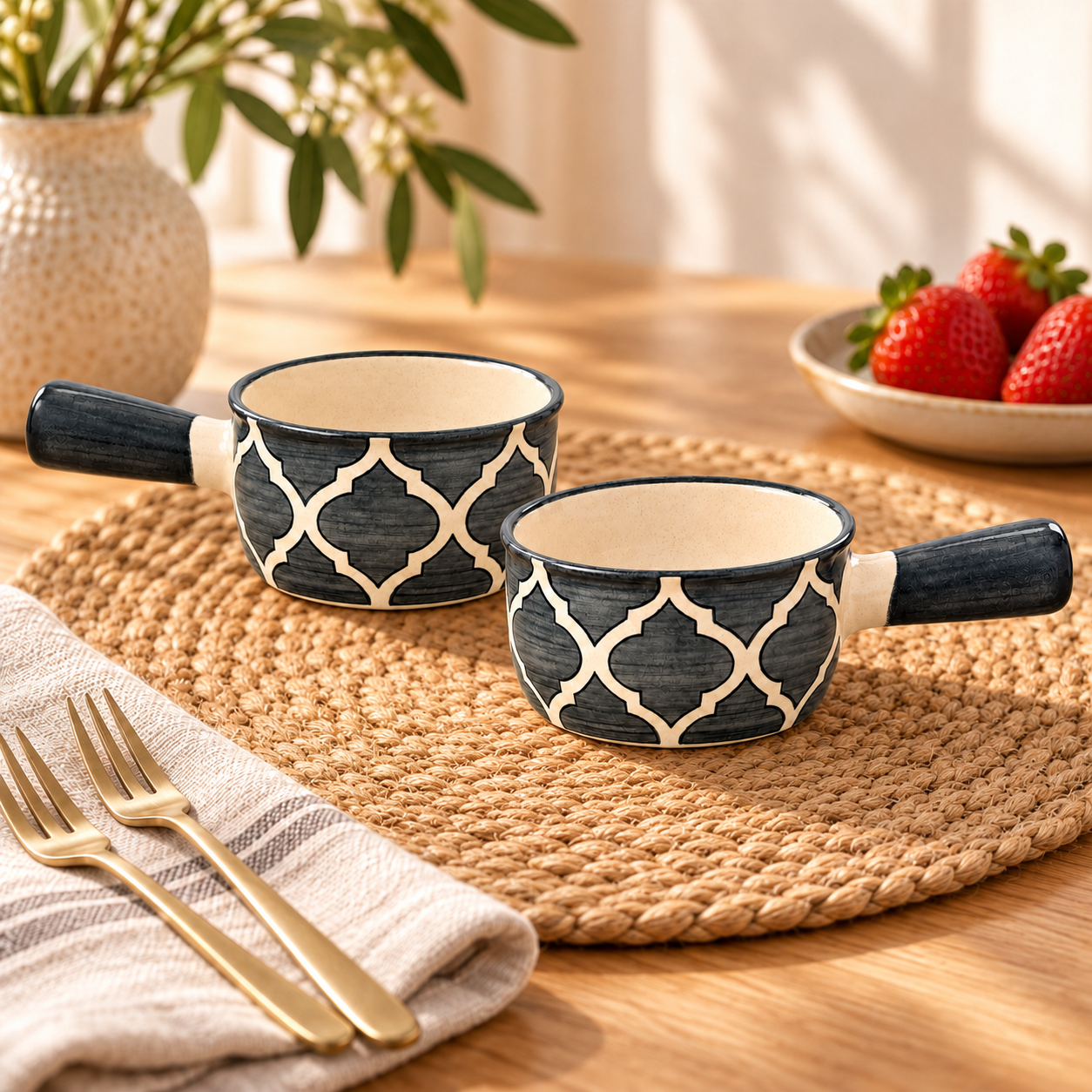 KunhaR Ceramic Fondue Tops for Chocolate, Cheese & Dips, 180 ml Each, Grey, Pack of 2 | Lead-Free, Microwave & Oven Safe