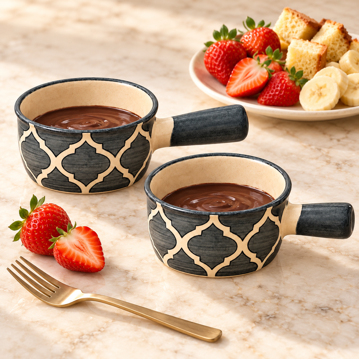 KunhaR Ceramic Fondue Top, 180 ml + 180 ml, Pack of 2, Grey + Grey – image 2