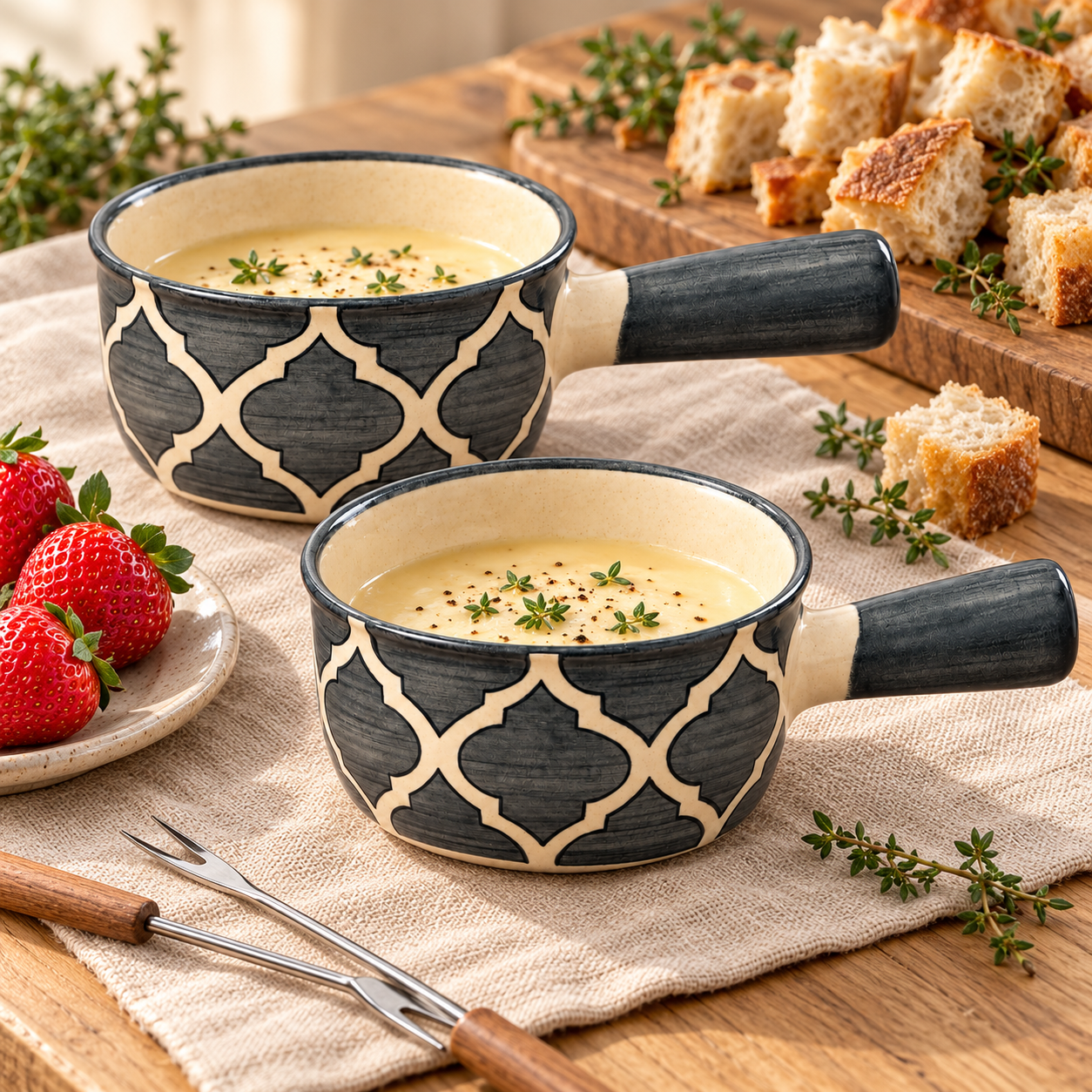 KunhaR Ceramic Fondue Top, 180 ml + 180 ml, Pack of 2, Grey + Grey – image 3