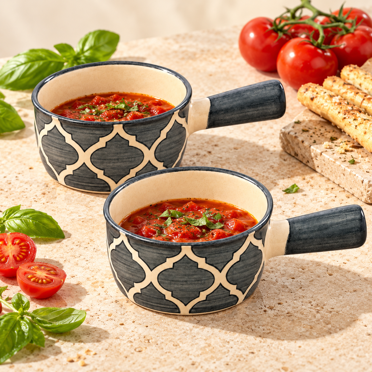 KunhaR Ceramic Fondue Top, 180 ml + 180 ml, Pack of 2, Grey + Grey – image 4
