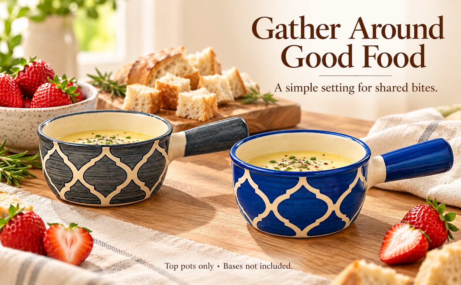 KunhaR Ceramic Fondue Top, 180 ml + 180 ml, Pack of 2, Grey + Blue – visual story 3