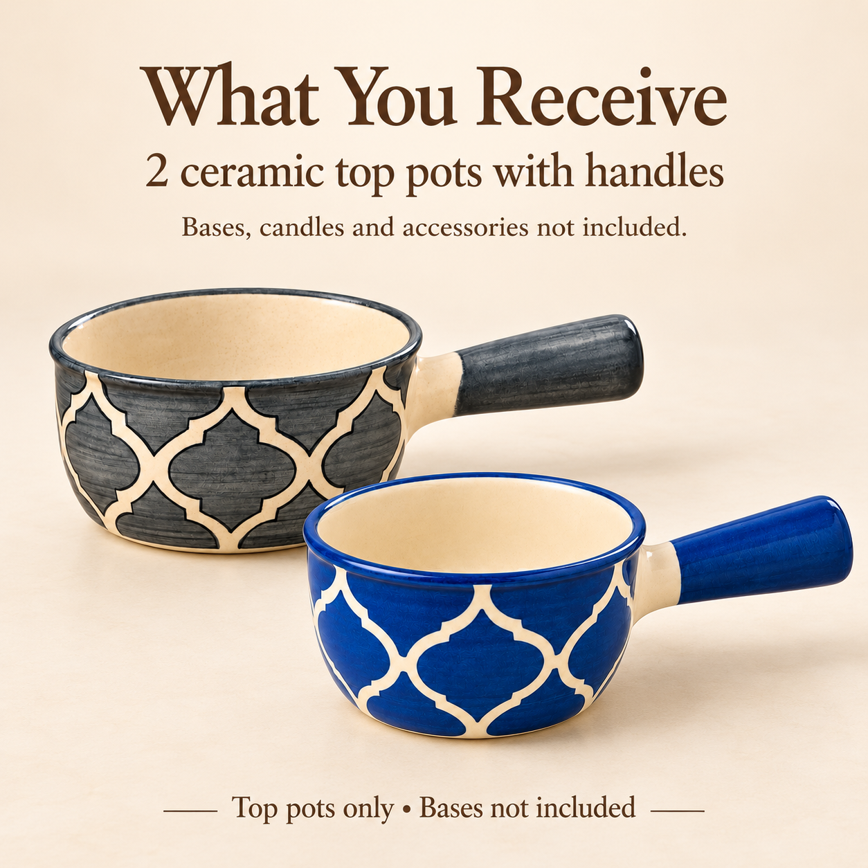 KunhaR Ceramic Fondue Top, 180 ml + 180 ml, Pack of 2, Grey + Blue – image 6