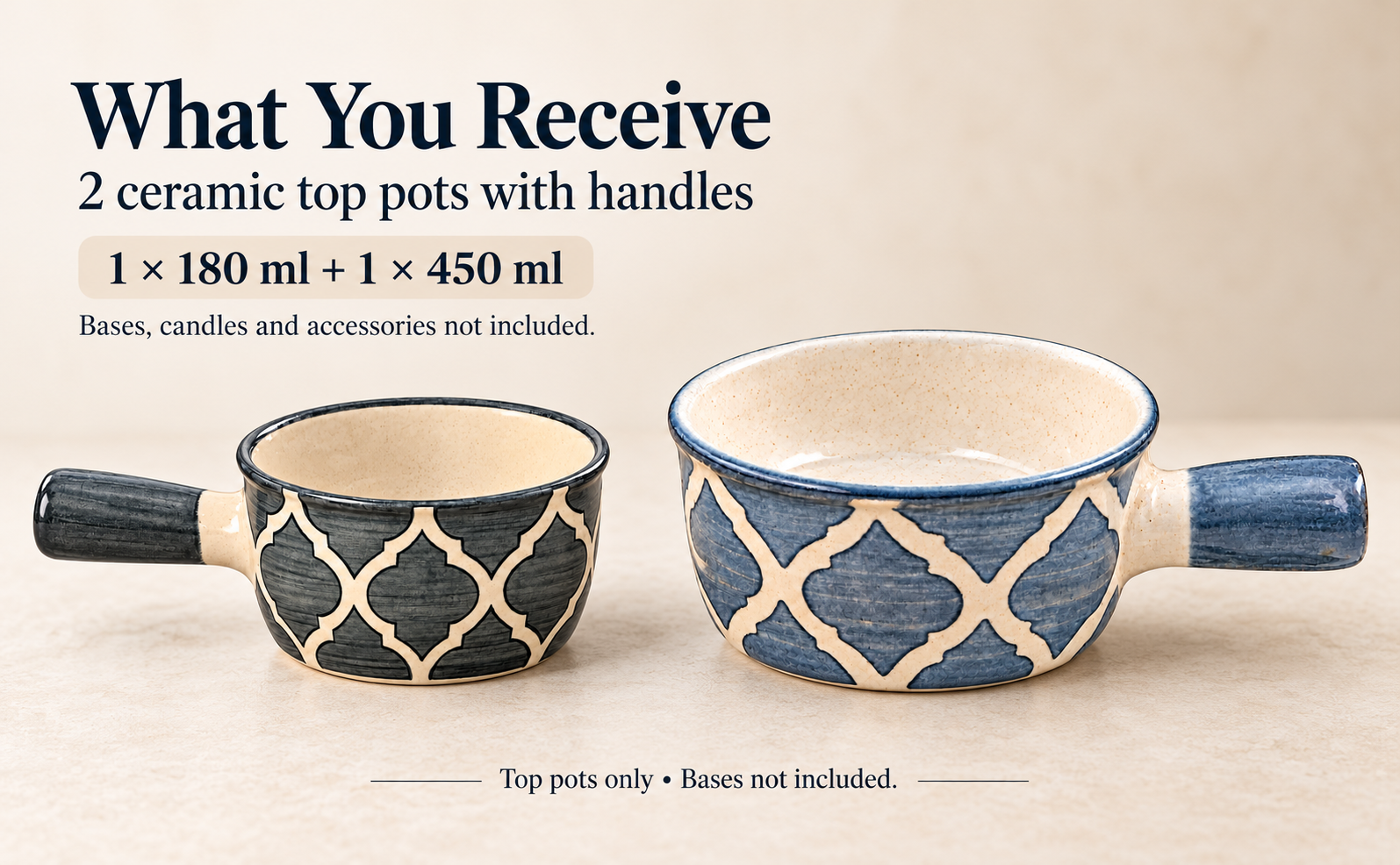 KunhaR Ceramic Fondue Top, 180 ml + 450 ml, Pack of 2, Grey + Grey – visual story 6