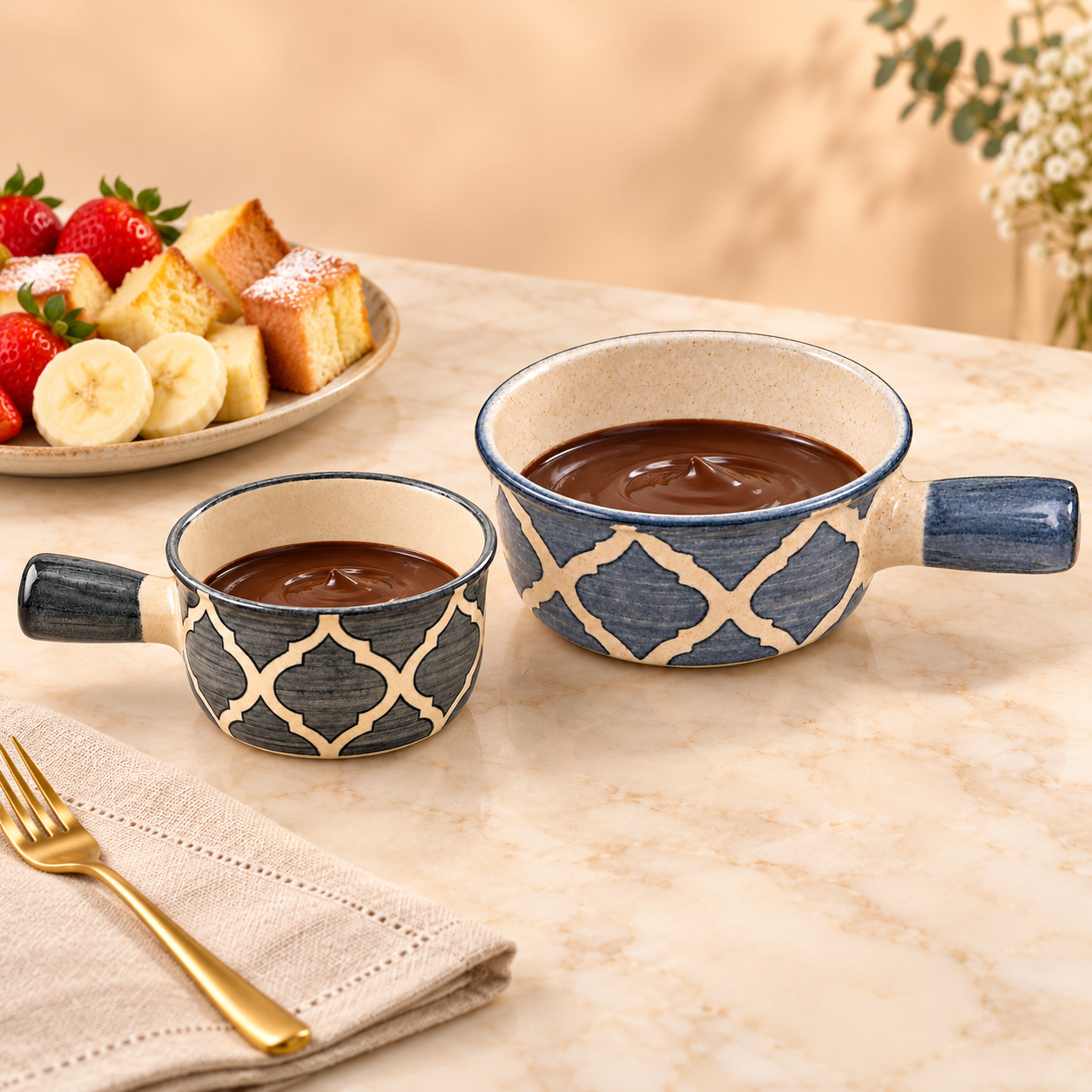 KunhaR Ceramic Fondue Top, 180 ml + 450 ml, Pack of 2, Grey + Grey – image 2