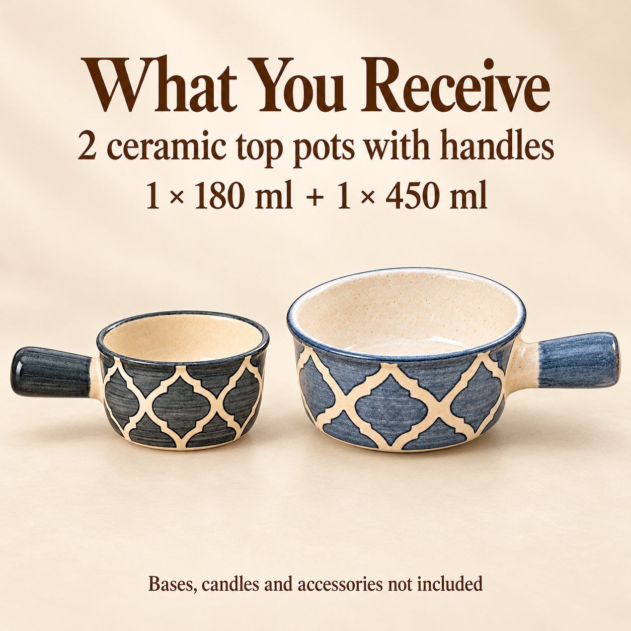 KunhaR Ceramic Fondue Top, 180 ml + 450 ml, Pack of 2, Grey + Grey – image 6