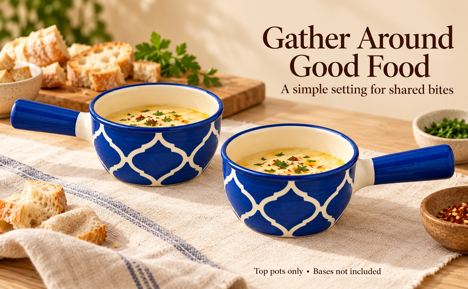 KunhaR Ceramic Fondue Top, 180 ml + 180 ml, Pack of 2, Blue + Blue – visual story 3