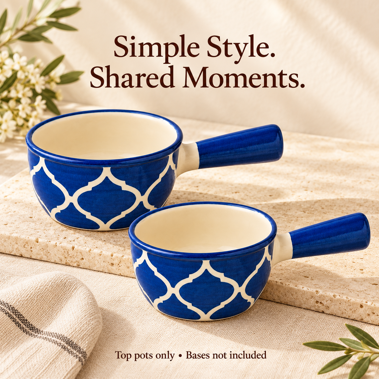 KunhaR Ceramic Fondue Top, 180 ml + 180 ml, Pack of 2, Blue + Blue – image 5