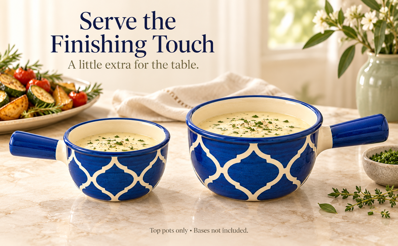 KunhaR Ceramic Fondue Top, 180 ml + 450 ml, Pack of 2, Blue + Blue – visual story 4