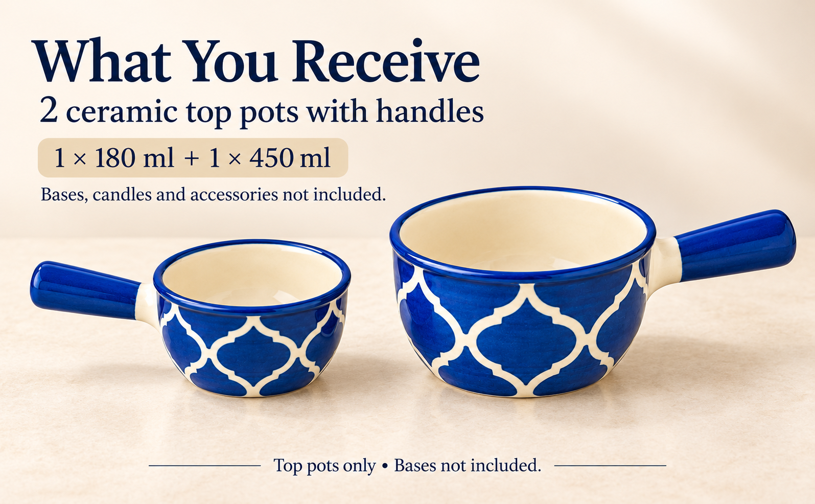 KunhaR Ceramic Fondue Top, 180 ml + 450 ml, Pack of 2, Blue + Blue – visual story 6