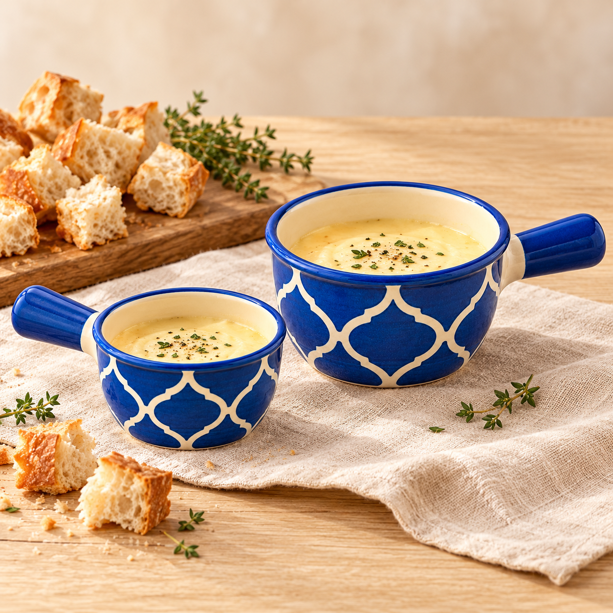 KunhaR Ceramic Fondue Top, 180 ml + 450 ml, Pack of 2, Blue + Blue – image 3
