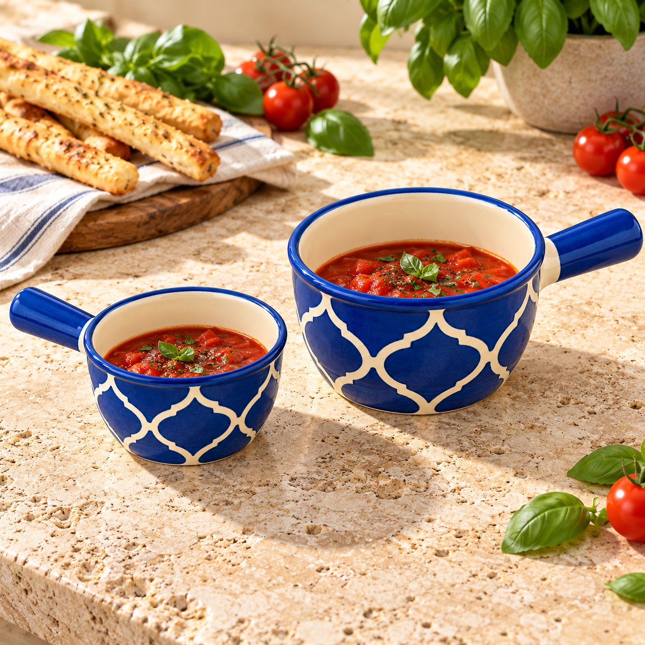 KunhaR Ceramic Fondue Top, 180 ml + 450 ml, Pack of 2, Blue + Blue – image 4