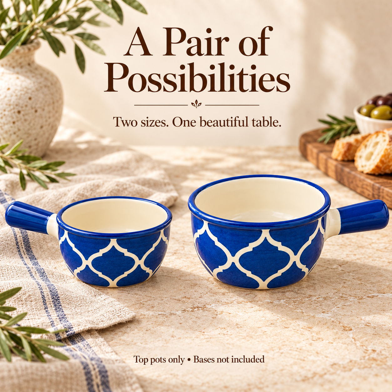 KunhaR Ceramic Fondue Top, 180 ml + 450 ml, Pack of 2, Blue + Blue – image 5