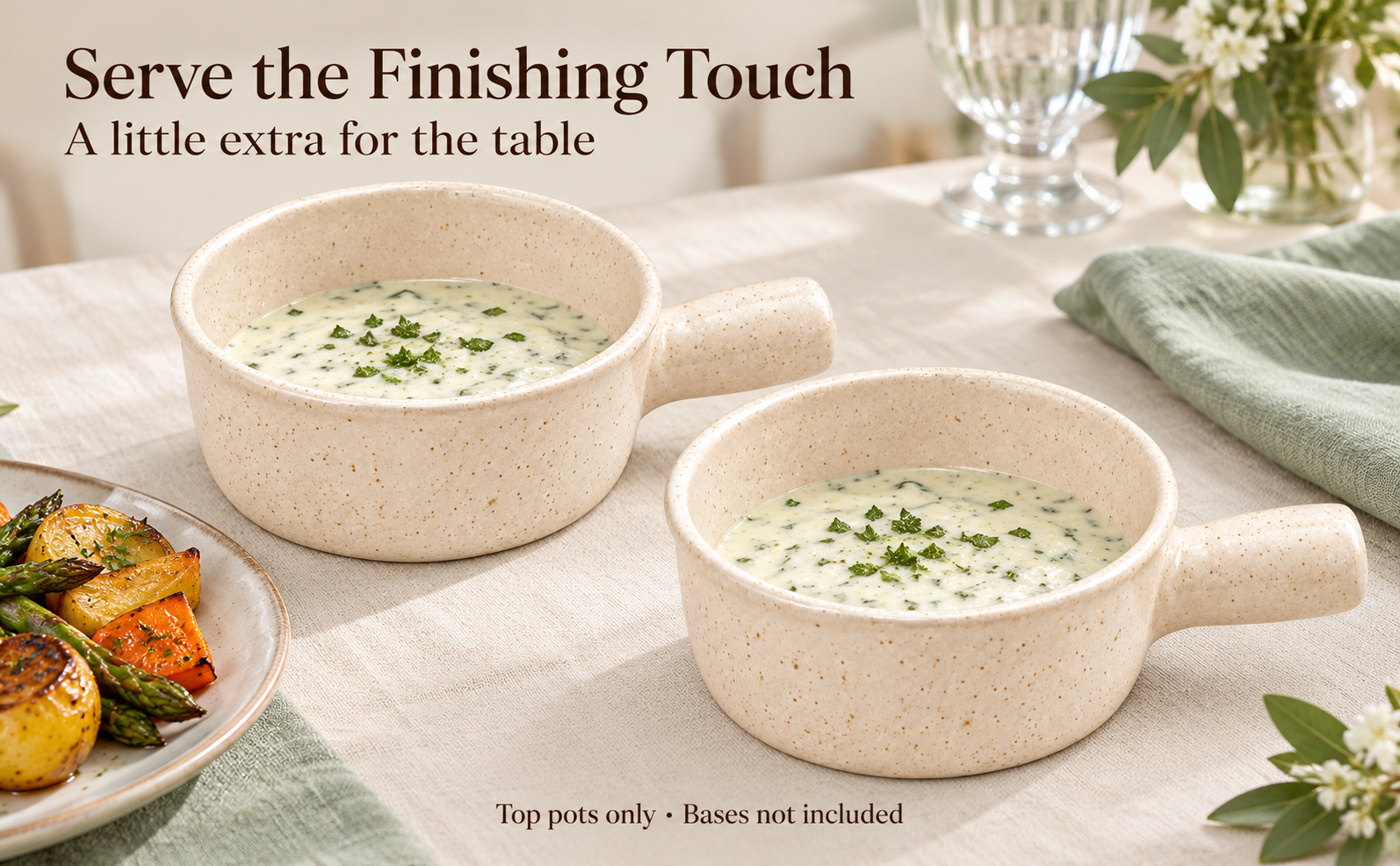 KunhaR Ceramic Fondue Top, 450 ml + 450 ml, Pack of 2, White + White – visual story 4