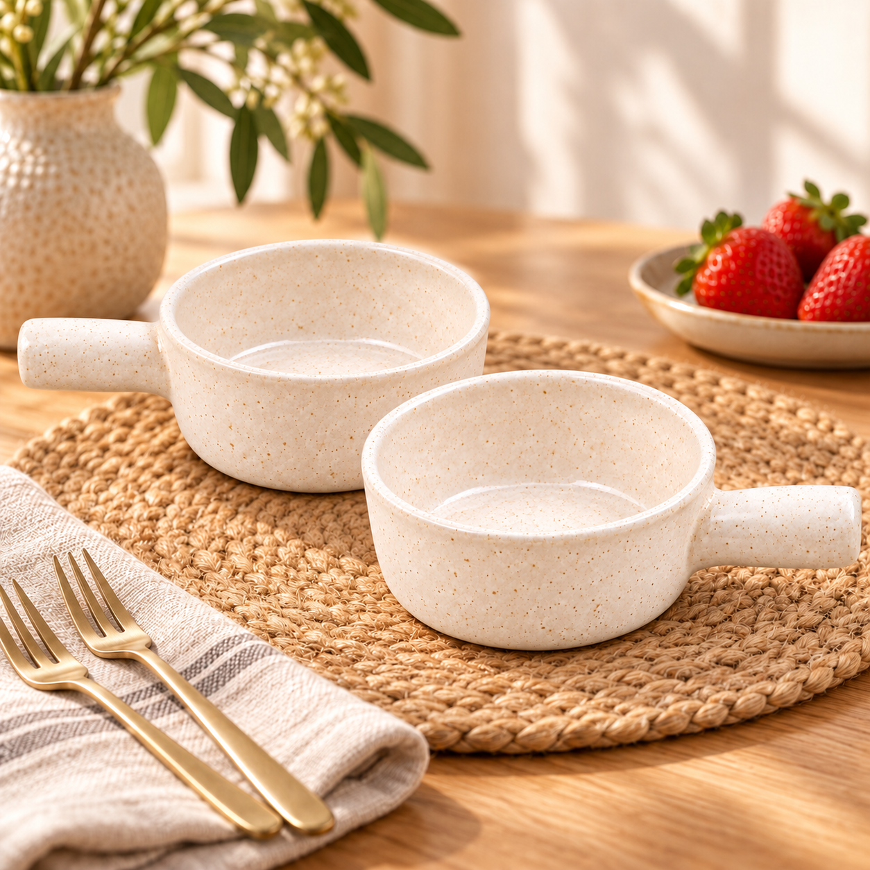 KunhaR Ceramic Fondue Tops for Chocolate, Cheese & Dips, 450 ml Each, White, Pack of 2 | Lead-Free, Microwave & Oven Safe