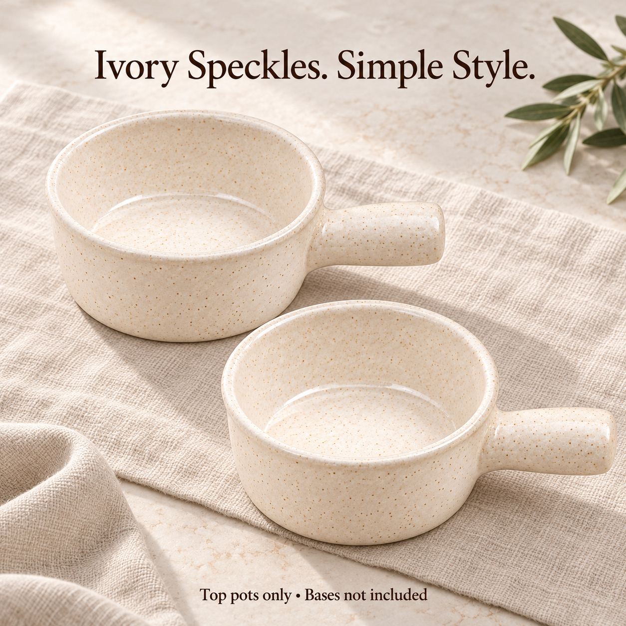 KunhaR Ceramic Fondue Top, 450 ml + 450 ml, Pack of 2, White + White – image 5