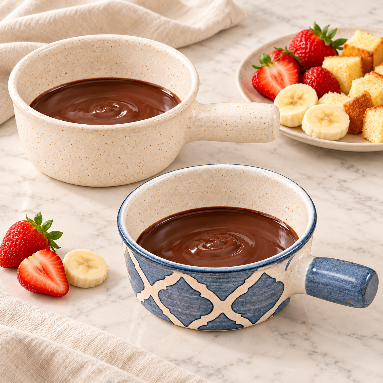 KunhaR Ceramic Fondue Top, 450 ml + 450 ml, Pack of 2, White + Grey – image 2
