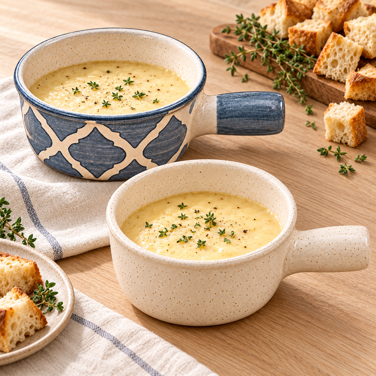 KunhaR Ceramic Fondue Top, 450 ml + 450 ml, Pack of 2, White + Grey – image 3