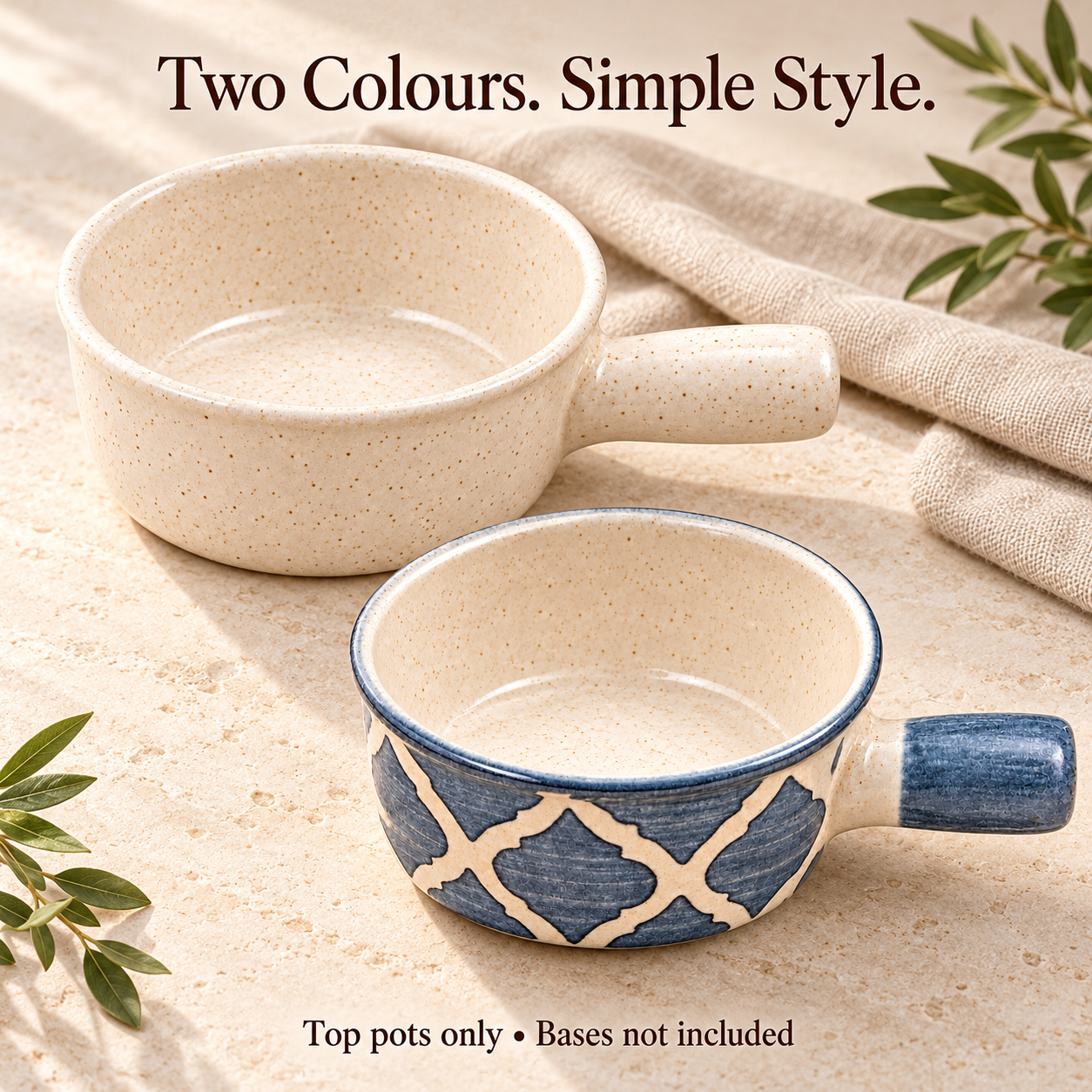 KunhaR Ceramic Fondue Top, 450 ml + 450 ml, Pack of 2, White + Grey – image 5