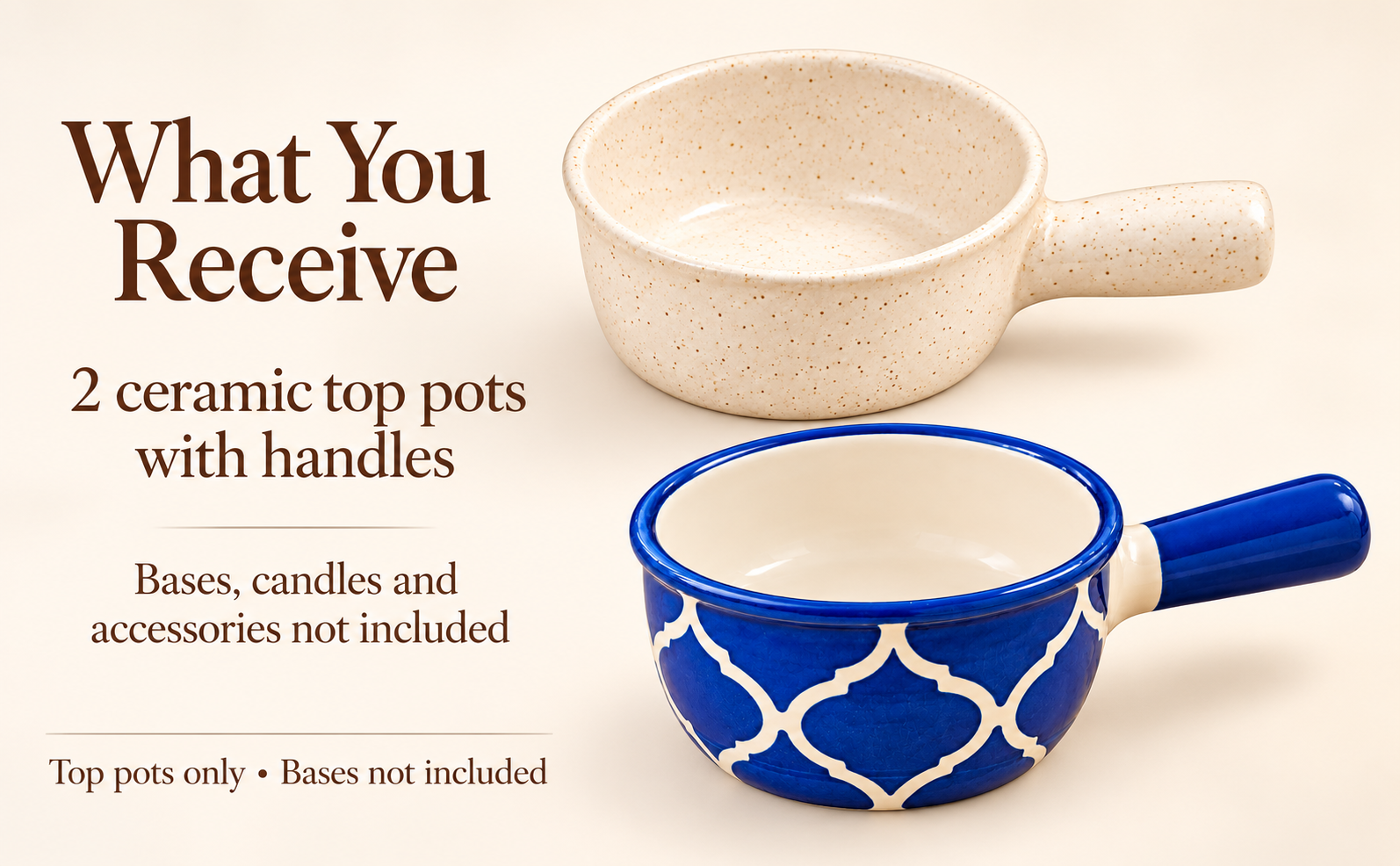 KunhaR Ceramic Fondue Top, 450 ml + 450 ml, Pack of 2, White + Blue – visual story 6