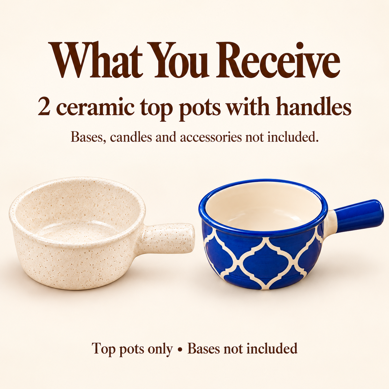 KunhaR Ceramic Fondue Top, 450 ml + 450 ml, Pack of 2, White + Blue – image 6