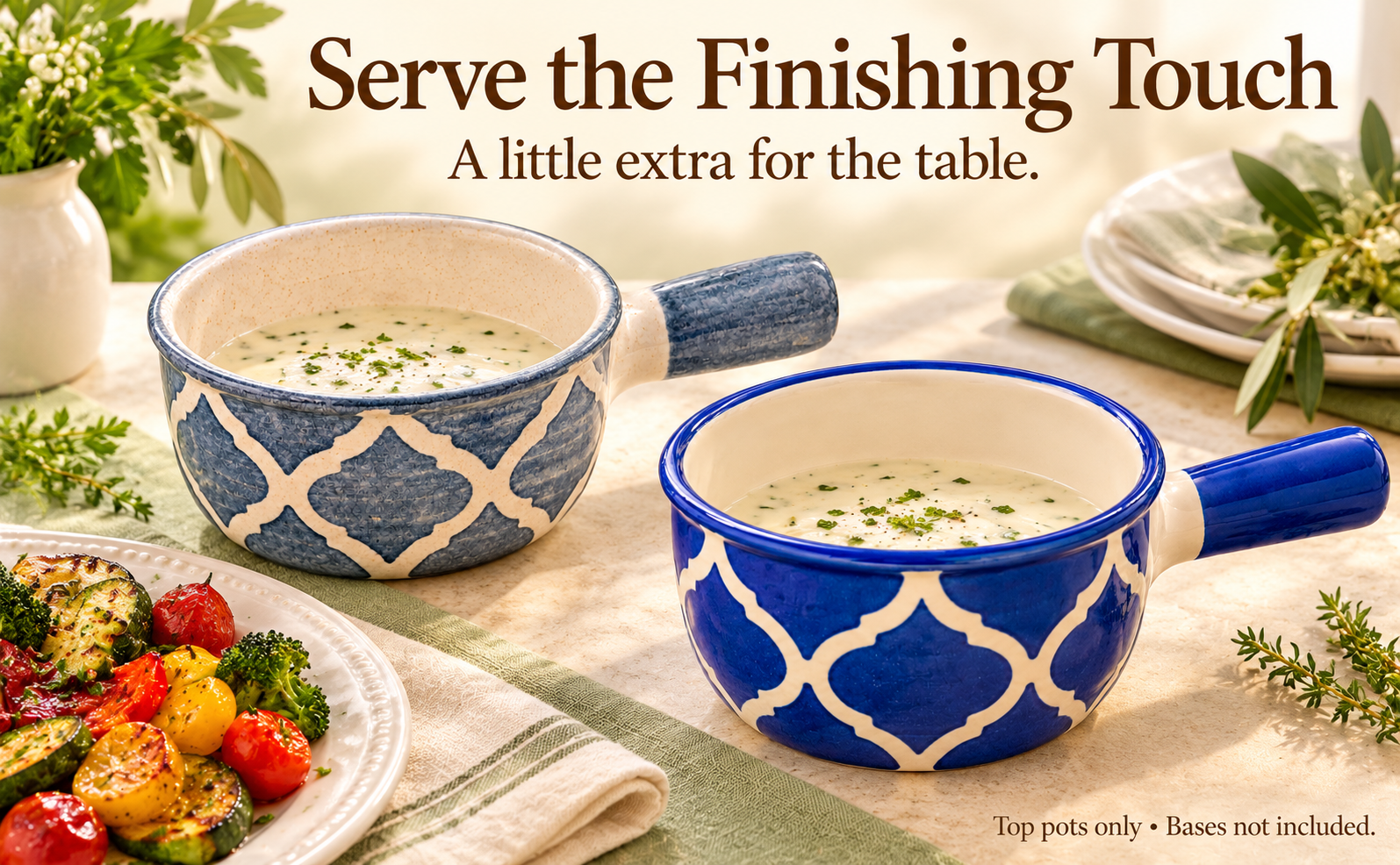 KunhaR Ceramic Fondue Top, 450 ml + 450 ml, Pack of 2, Grey + Blue – visual story 4