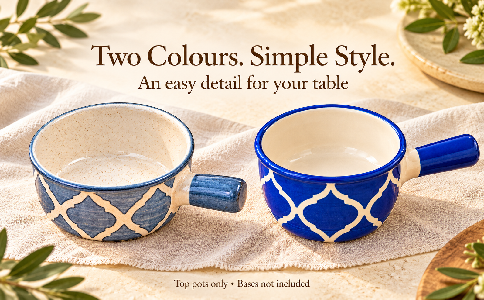 KunhaR Ceramic Fondue Top, 450 ml + 450 ml, Pack of 2, Grey + Blue – visual story 5