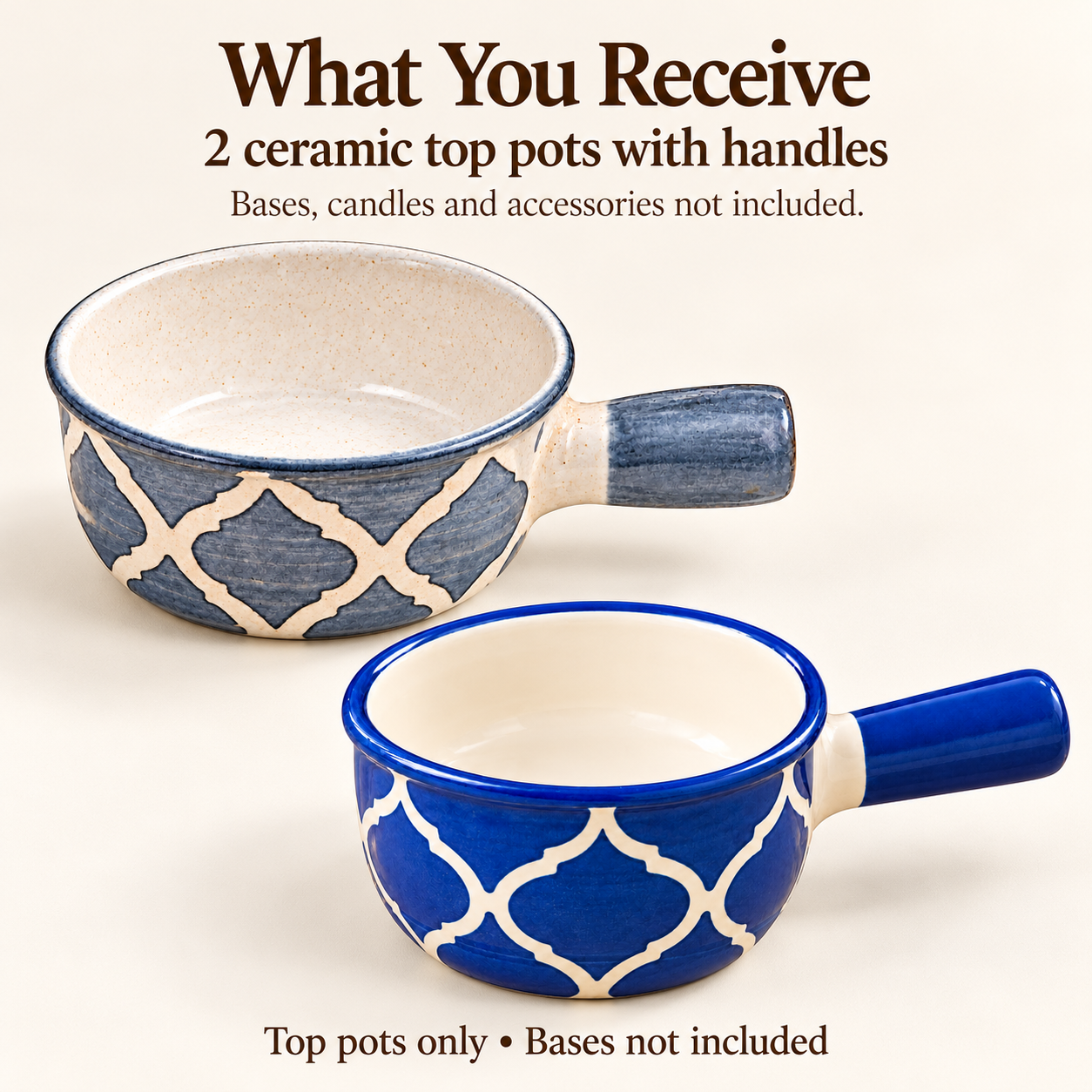 KunhaR Ceramic Fondue Top, 450 ml + 450 ml, Pack of 2, Grey + Blue – image 6