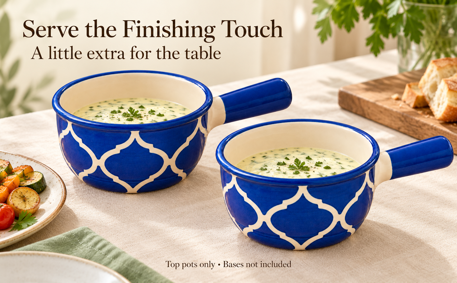 KunhaR Ceramic Fondue Top, 450 ml + 450 ml, Pack of 2, Blue + Blue – visual story 4