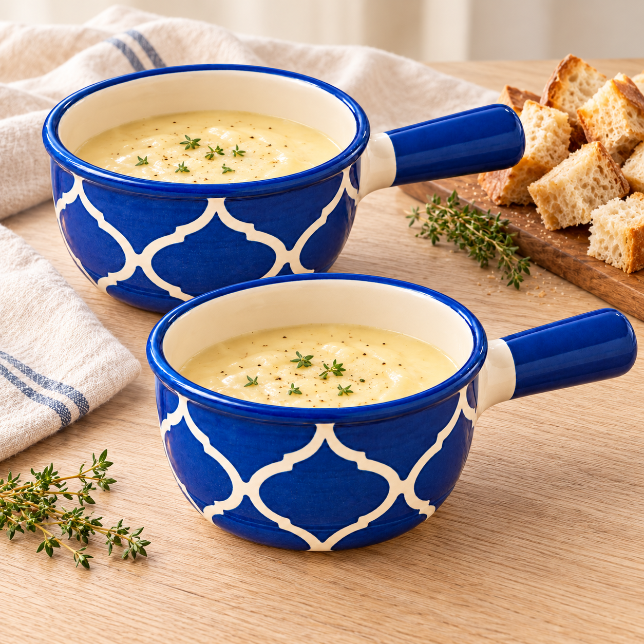 KunhaR Ceramic Fondue Top, 450 ml + 450 ml, Pack of 2, Blue + Blue – image 3