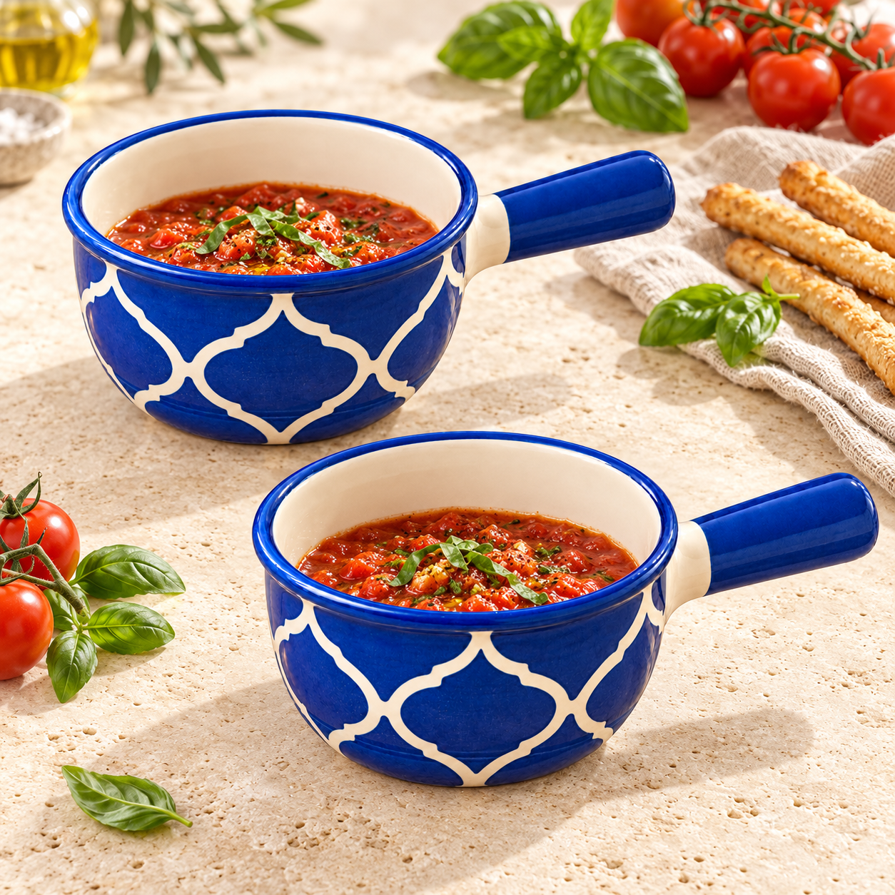 KunhaR Ceramic Fondue Top, 450 ml + 450 ml, Pack of 2, Blue + Blue – image 4