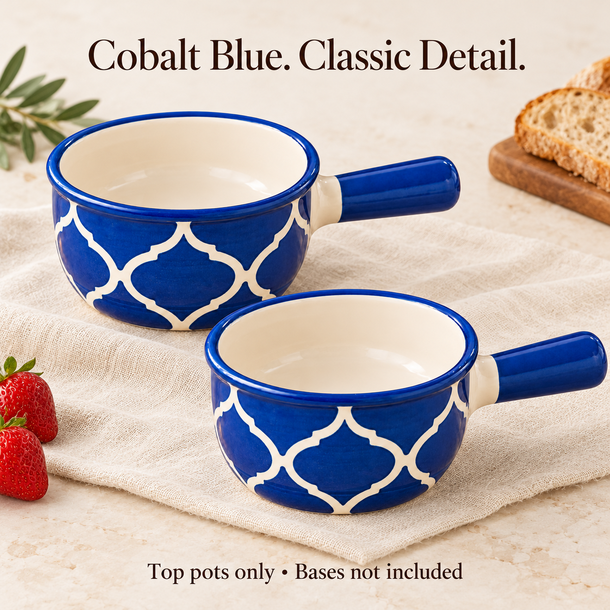 KunhaR Ceramic Fondue Top, 450 ml + 450 ml, Pack of 2, Blue + Blue – image 5