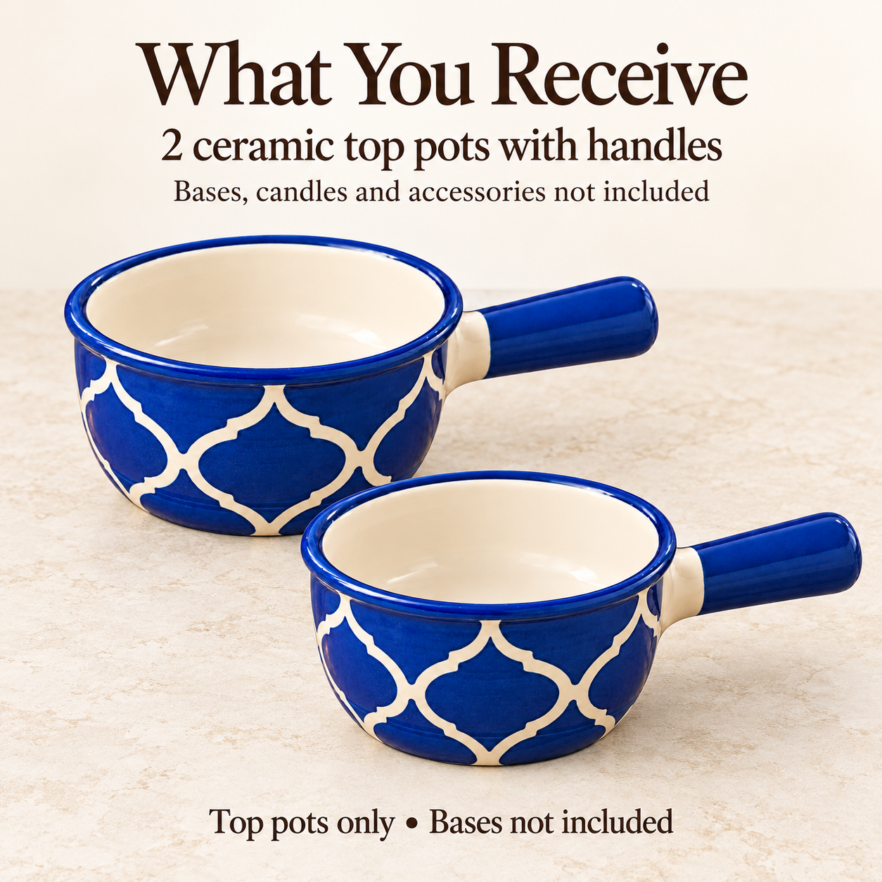 KunhaR Ceramic Fondue Top, 450 ml + 450 ml, Pack of 2, Blue + Blue – image 6