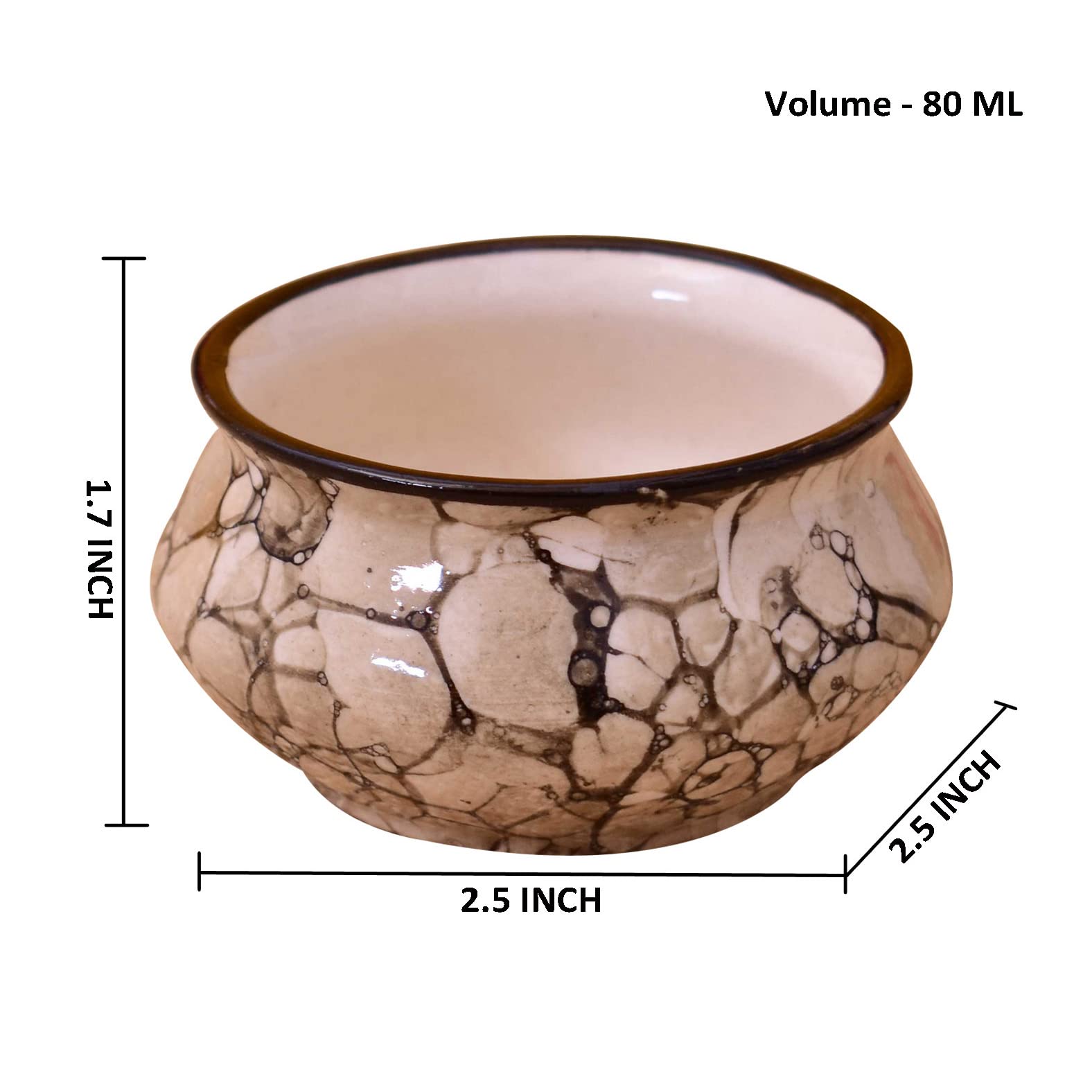 Kunhar Ceramic Sauce Holder - 90 ML, 4 Pieces, Black Luster - Image 2