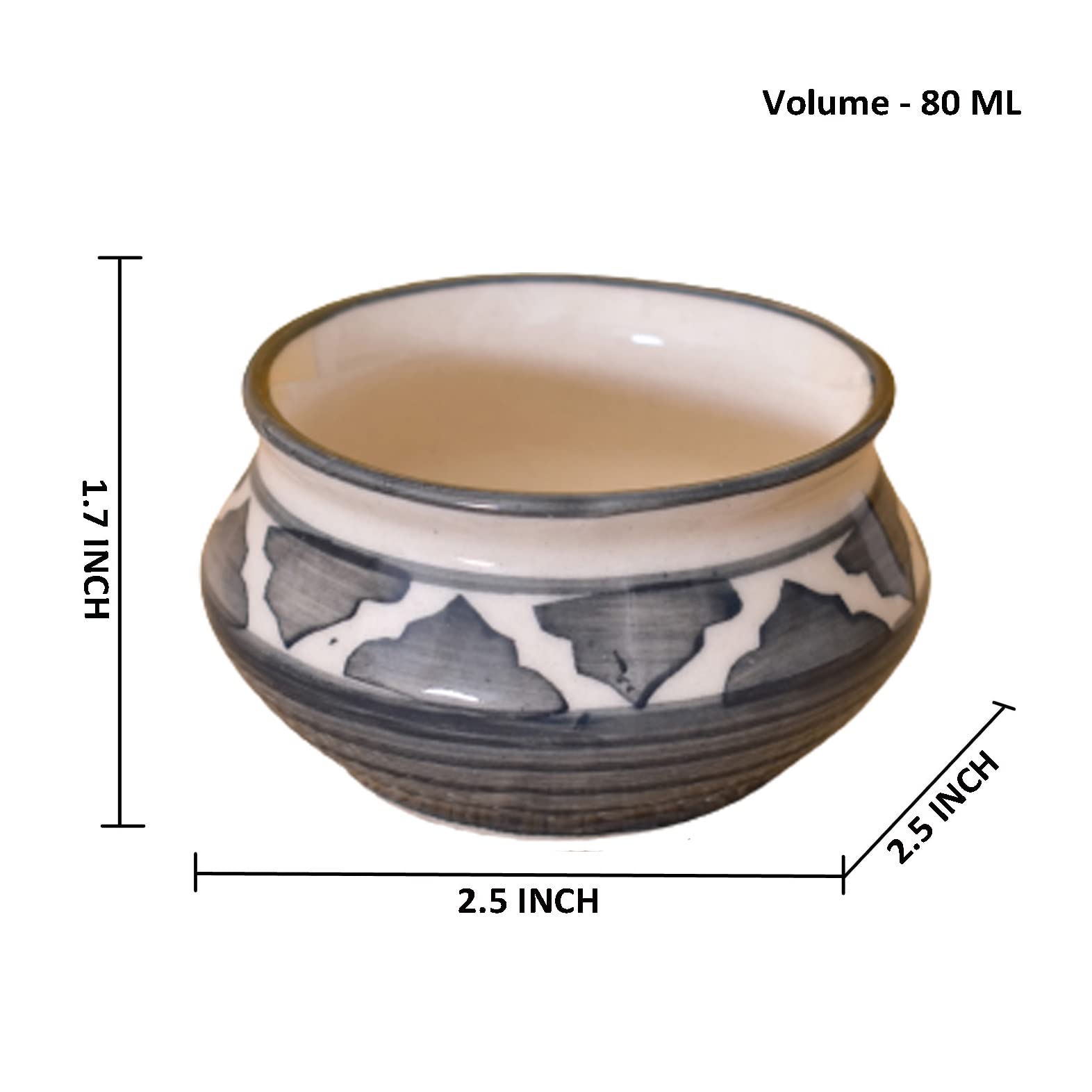 Kunhar Ceramic Sauce Holder - 90 ML, 6 Pieces, Gray - Image 2