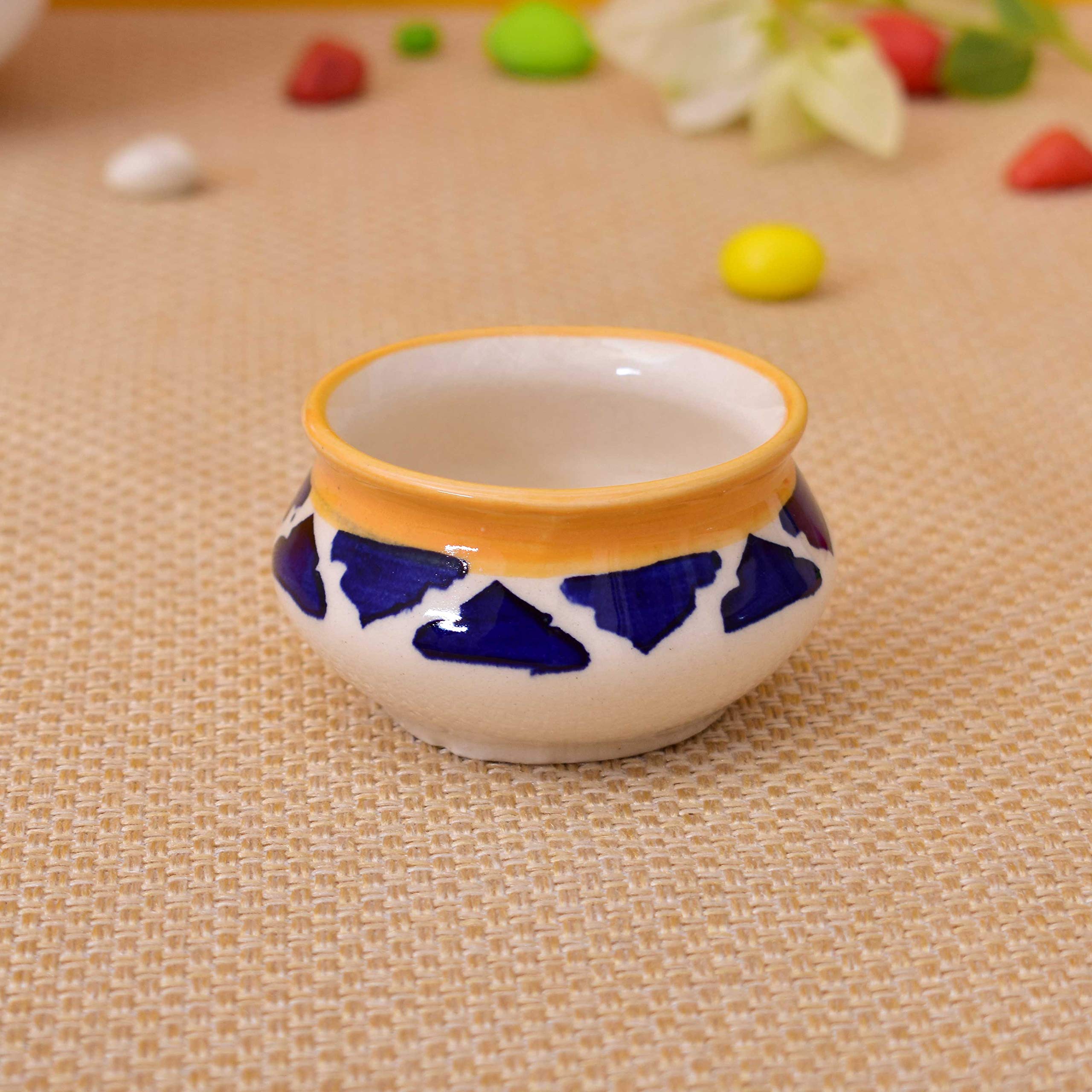 Kunhar Ceramic Sauce Holder - 90 ML, 6 Pieces, Yellow Blue - Image 3