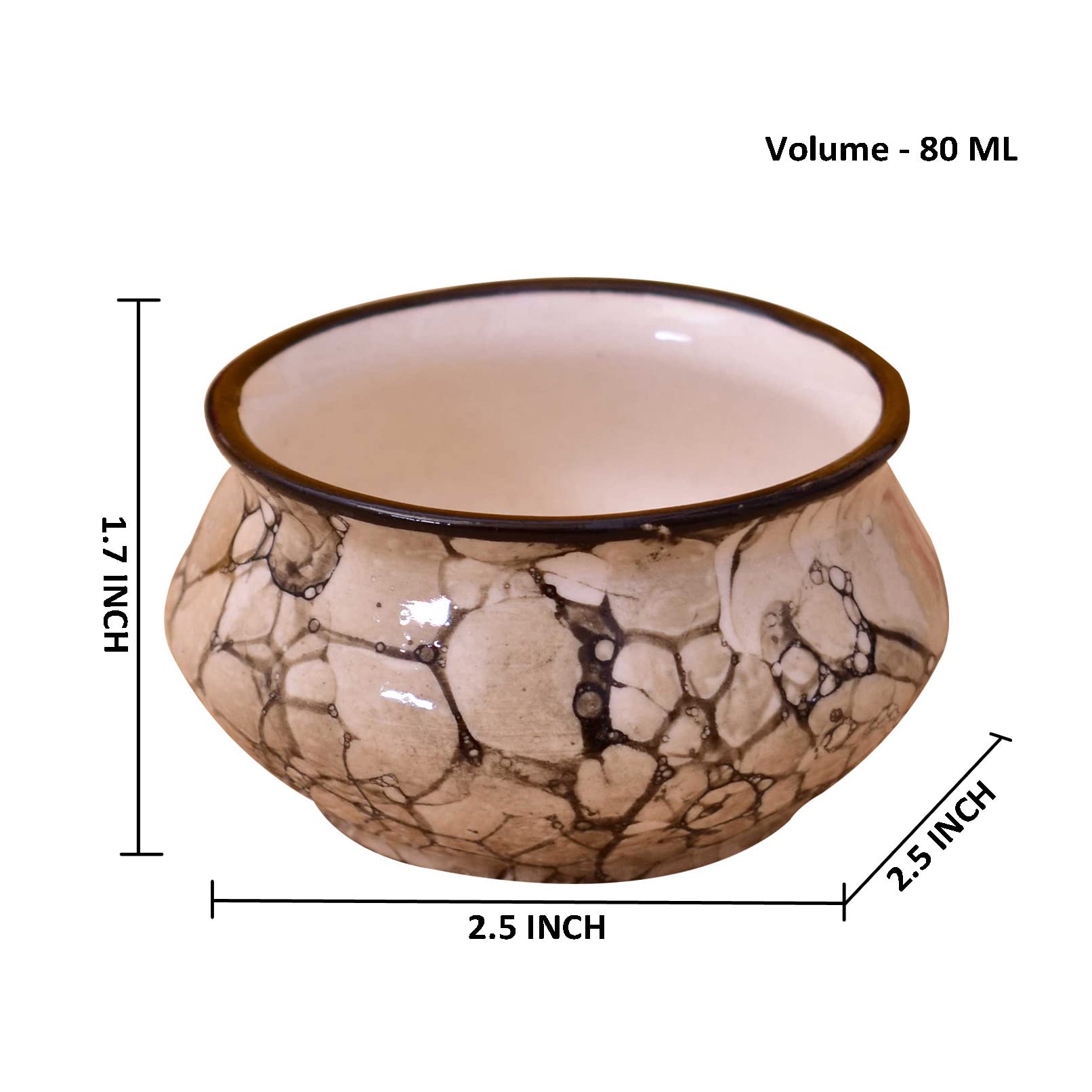 Kunhar Ceramic Sauce Holder - 90 ML, 6 Pieces, Black Luster - Image 2