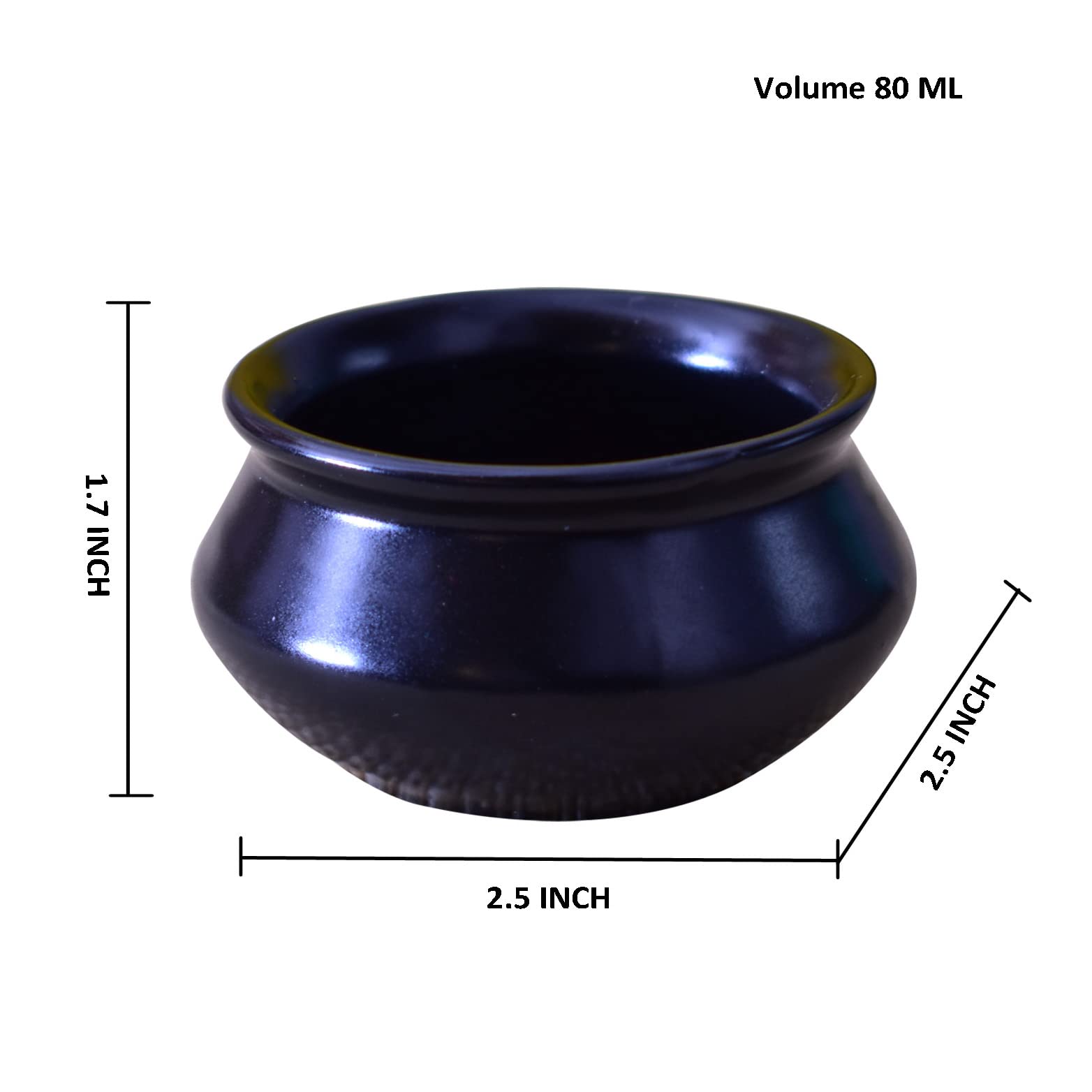 Kunhar Ceramic Sauce Holder - 90 ML, 6 Pieces, Black Matt - Image 2