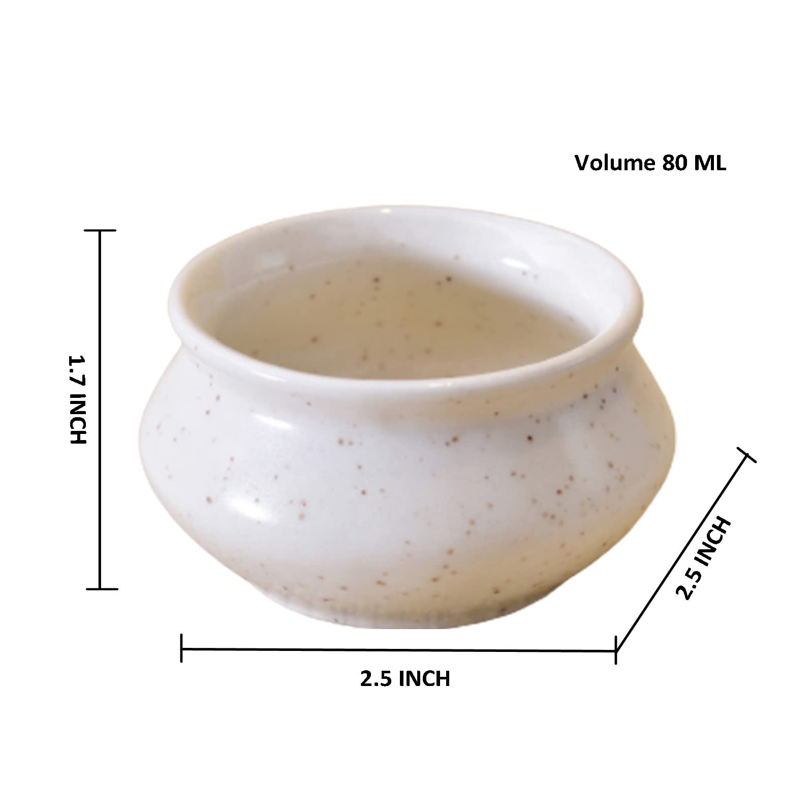 Kunhar Ceramic Sauce Holder - 90 ML, 6 Pieces, White Matt - Image 2
