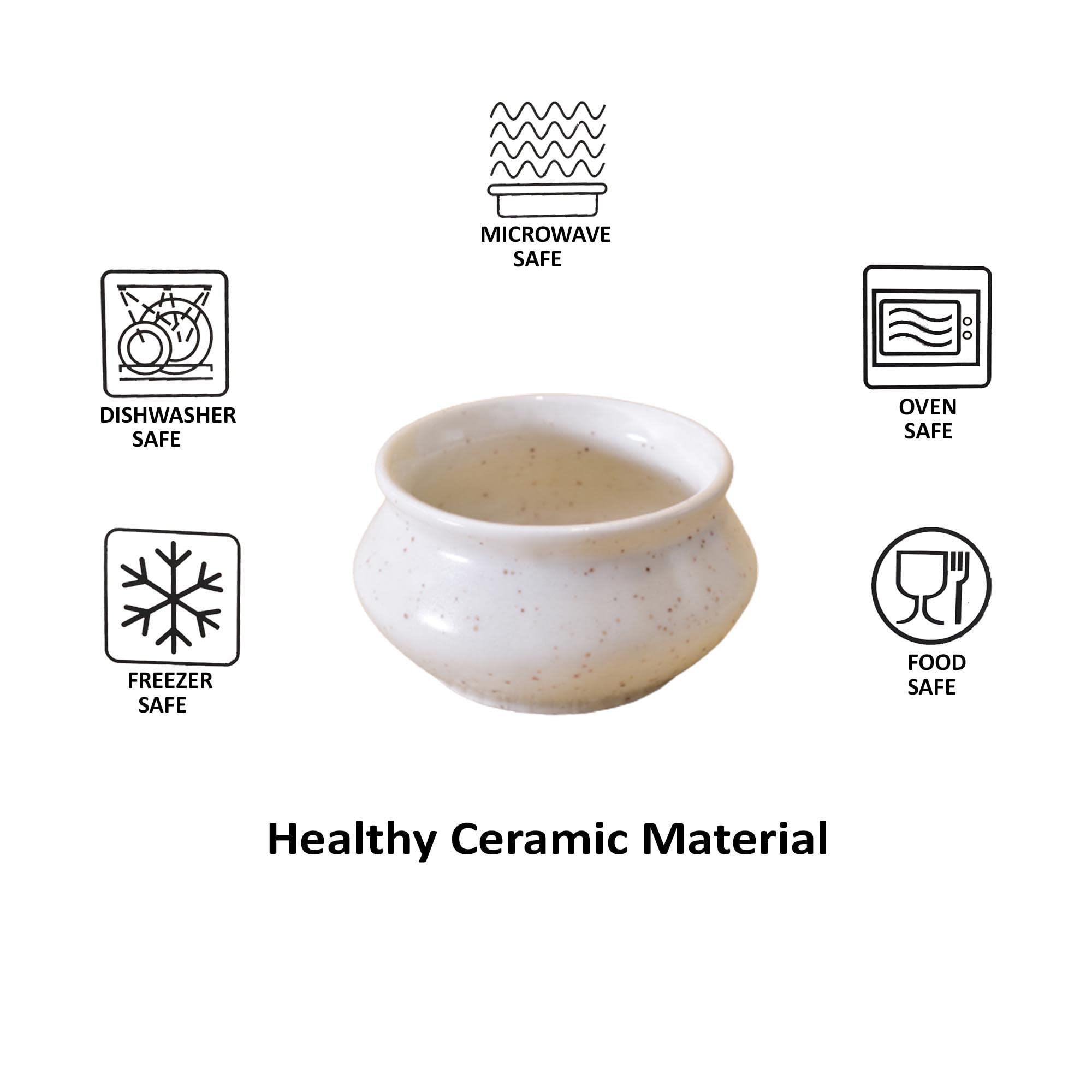 Kunhar Ceramic Sauce Holder - 90 ML, 6 Pieces, White Matt - Image 4
